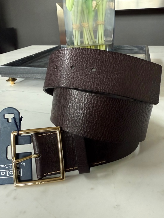 New Polo Ralph Lauren Square-Buckle Wide Leather Belt M main image 9